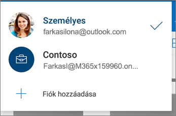 Váltás a fiókok között a OneDrive mobilalkalmazásban