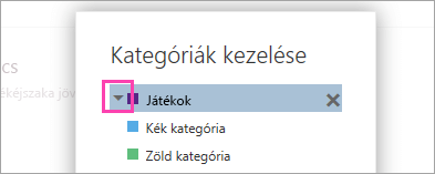 Képernyőkép a kategória mellett látható nyílról