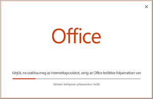 Az Office-alkalmazás telepítésének végrehajtása