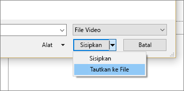 Memperlihatkan dialog Sisipkan Video di PowerPoint