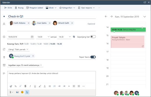 Menjadwalkan rapat dalam Outlook di web