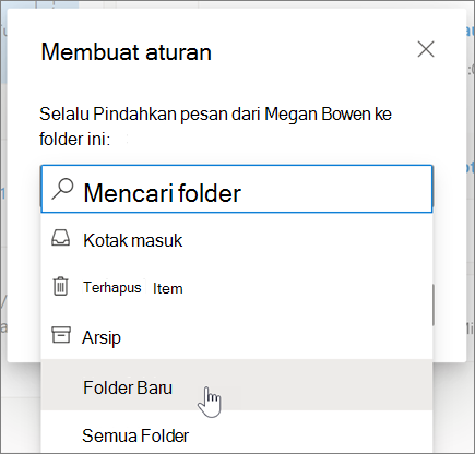 Membuat aturan di Outlook di web