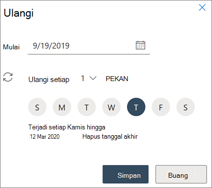 Membuat rapat berulang di Outlook di web