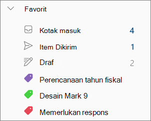 Kategori di Favorit di Outlook untuk Windows yang baru