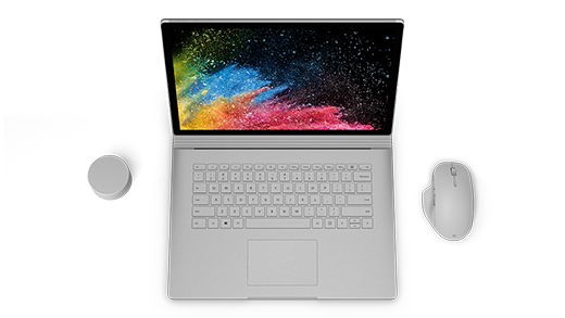 Gambar tampilan di atas Surface Book terbuka 2.