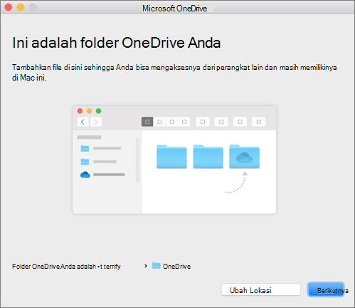 Tangkapan layar dari halaman Ini Adalah Folder OneDrive Anda di panduan Selamat Datang di OneDrive pada Mac