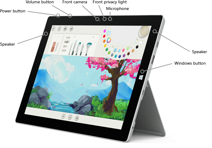 Fitur di bagian depan Surface 3