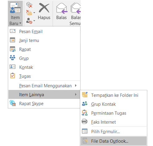 Membuat file data Outlook baru