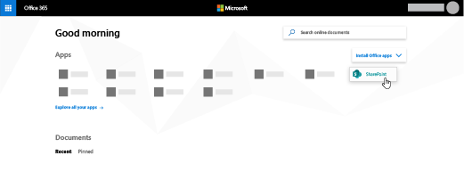 Laman Microsoft 365 dengan aplikasi SharePoint disorot