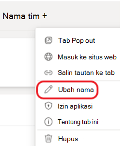 Mengganti nama tab menjadi Catatan