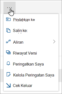 Opsi menu Pindahkan ke dan Salin ke di navigasi atas untuk SharePoint Online saat file atau folder dipilih