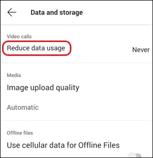 Pengaturan penggunaan data teams-mobile-reduce