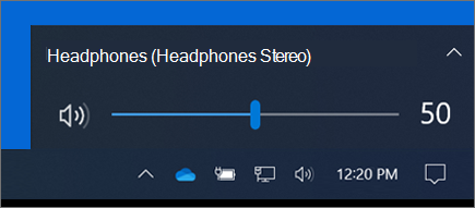 Kontrol volume pada taskbar.