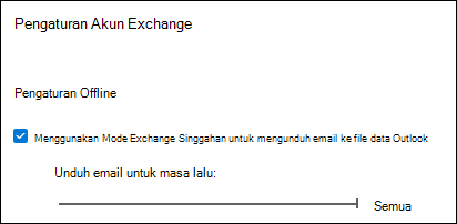 Pindahkan slider ke Semua untuk mengunduh semua email Outlook saat Anda mengekspor email