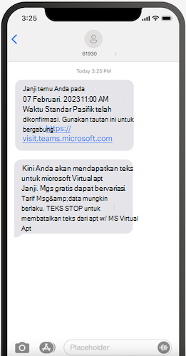 Contoh teks konfirmasi untuk janji temu virtual