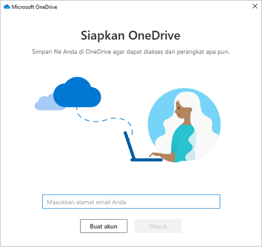 Cuplikan dari layar pertama Penyiapan OneDrive