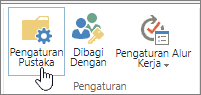 SharePoint Tombol Pengaturan Pustaka pada Pita