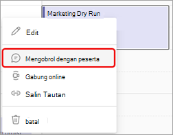 Mengobrol dengan peserta adalah opsi kirim