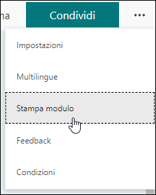 Opzione Stampa modulo in Microsoft Forms