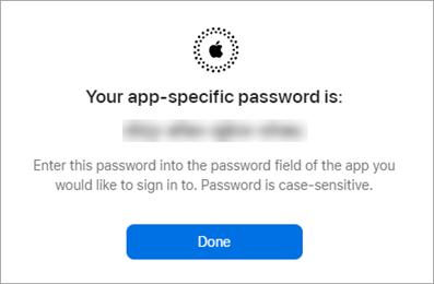 Screenshot della password specifica dell'app