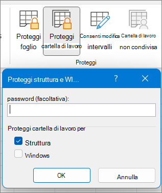 Finestra di dialogo Proteggi cartella di lavoro