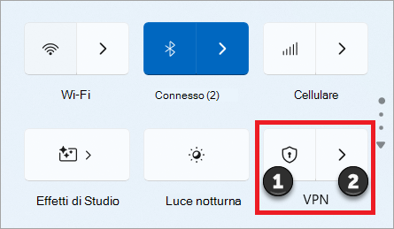 L'interruttore VPN delle impostazioni rapide in Windows 11.