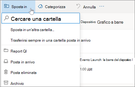 Spostamento di un messaggio di posta elettronica in una cartella di Outlook sul Web