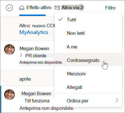 Contrassegno di un messaggio di posta elettronica in Outlook sul Web