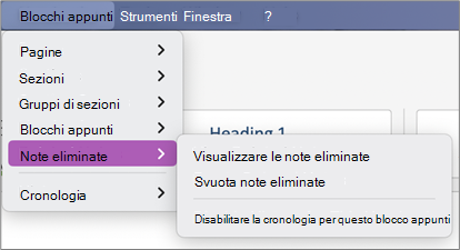 Blocchi appunti > Note eliminate > Visualizzazione note eliminate