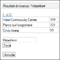 Risultati della ricerca nel visualizzatore di Excel Mobile