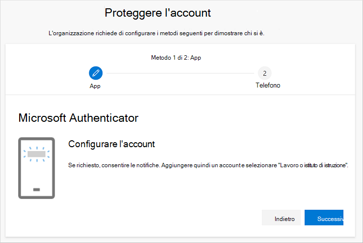 Mantieni l'account protetto con la pagina Configura il tuo account dell'autenticatore