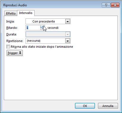 Ritardare l'audio