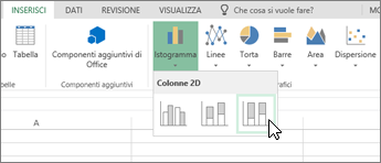 Scheda Inserisci, menu per i grafici