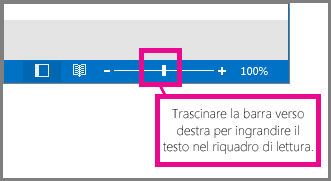 Spostare la barra a destra per effettuare lo zoom avanti.