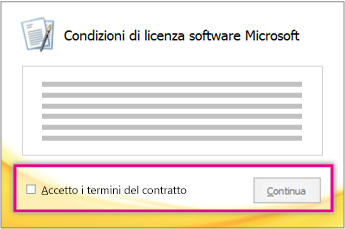 Leggere e accettare le condizioni di licenza