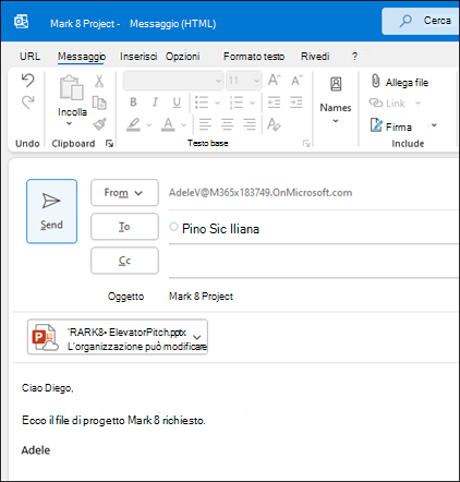 Condividere elementi in Outlook