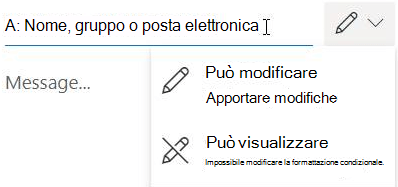 Selezionare l'icona della matita per concedere ai destinatari l'autorizzazione di "modifica" o "sola lettura".