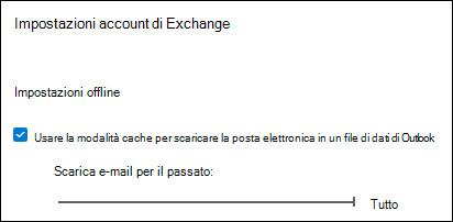 Spostare il dispositivo di scorrimento su Tutti per scaricare tutta la posta elettronica di Outlook quando si esporta la posta elettronica