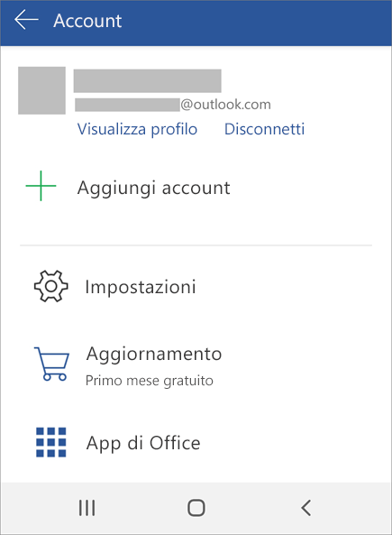 Mostra l’opzione Esegui disconnessione da Office su un dispositivo Android