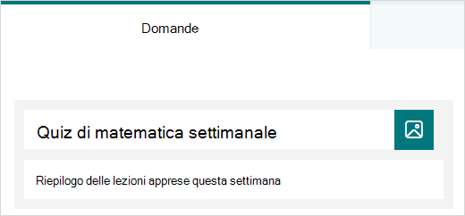 Esempio di titolo e descrizione per un test in Microsoft Forms