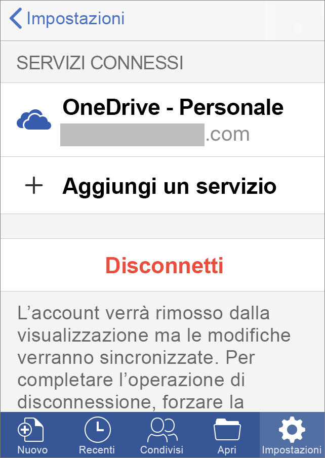 Mostra l’opzione Esegui disconnessione in Office per iOS