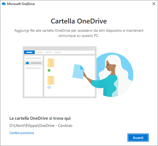 La schermata Questa è la tua cartella OneDrive nella procedura guidata Benvenuto in OneDrive