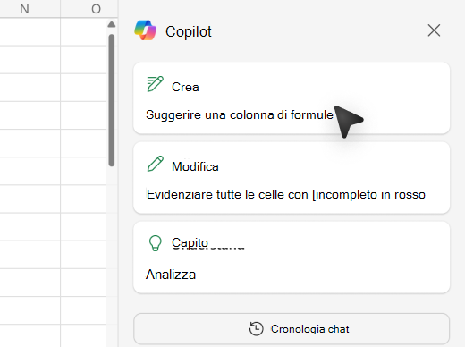 Screenshot che illustra come aggiungere colonne delle formule con Copilot in Excel.