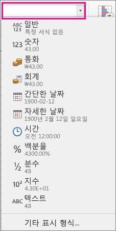 표시 형식 상자