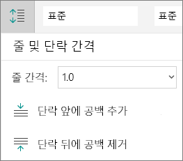 단락 간격 옵션