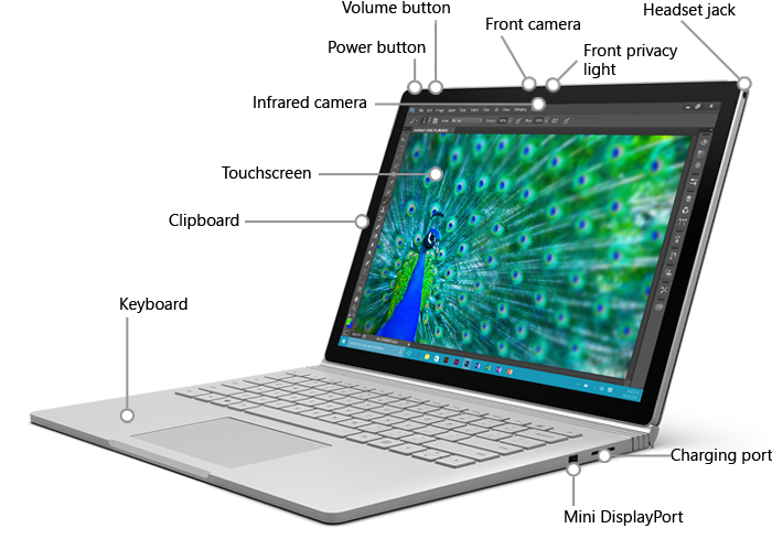 Surface Book 앞면의 기능