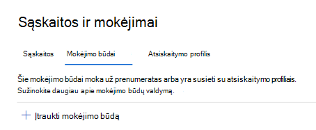 Įtraukti mokėjimo būdą