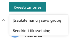 Žmonių Kvietimas į "SharePoint" svetainę