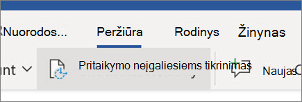 Pritaikymo neįgaliesiems tikrinimas naudojant "Word" žiniatinklyje