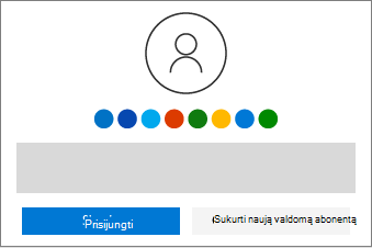 Rodomi prisijungimo arba naujos paskyros kūrimo mygtukai.